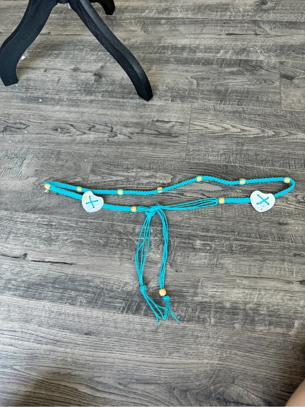 Y2K Macrame Beaded Turquoise Beaded Heart Belt Comfortable Adjustable Accessory